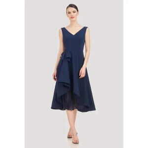 NEW Kay Unger Begonia Midi Dress Navy Size 8 #2925